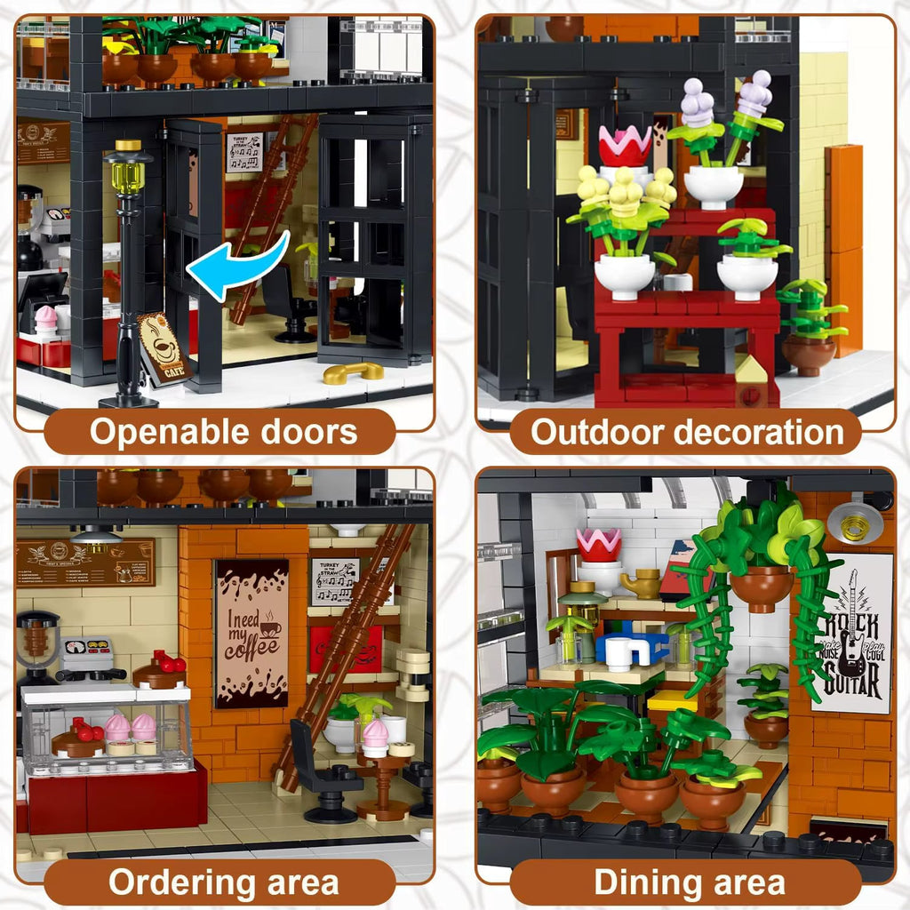 Coffee House With Light 1454PCS