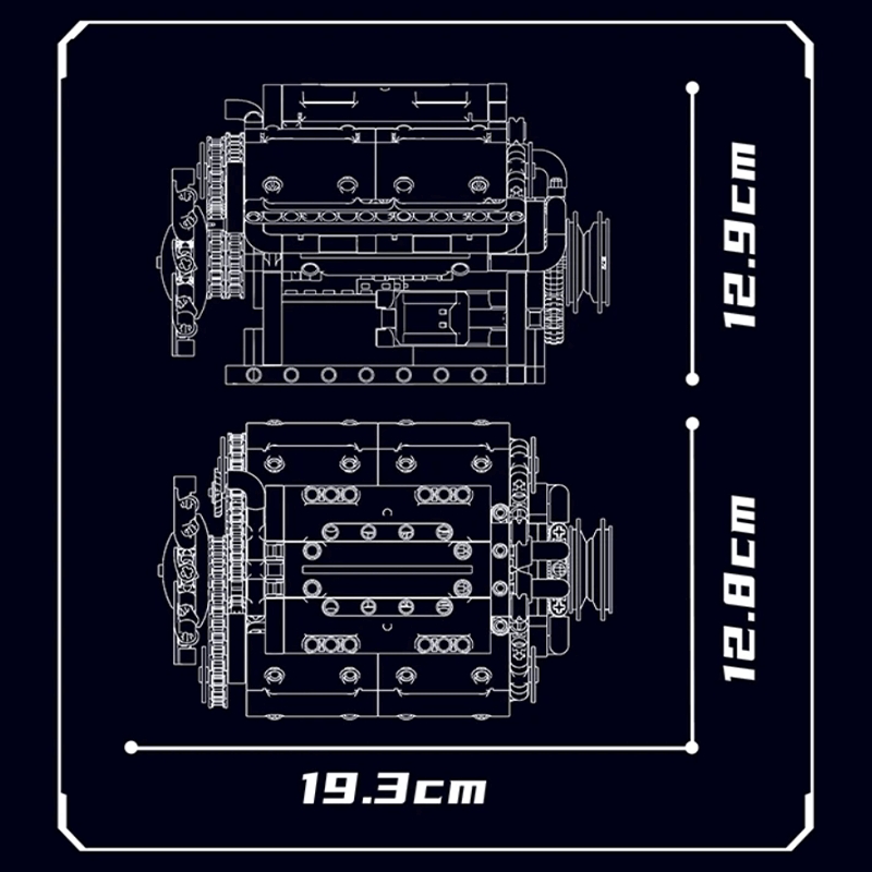 V8 Engine 534PCS