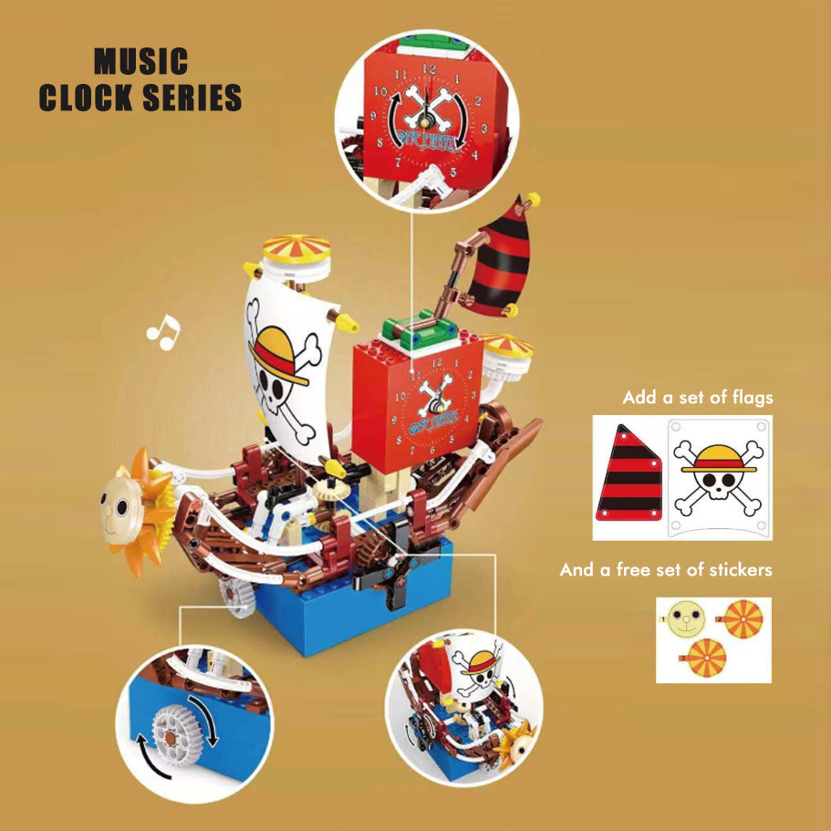 Pirate Luffy Ship Clock Music Box 337PCS