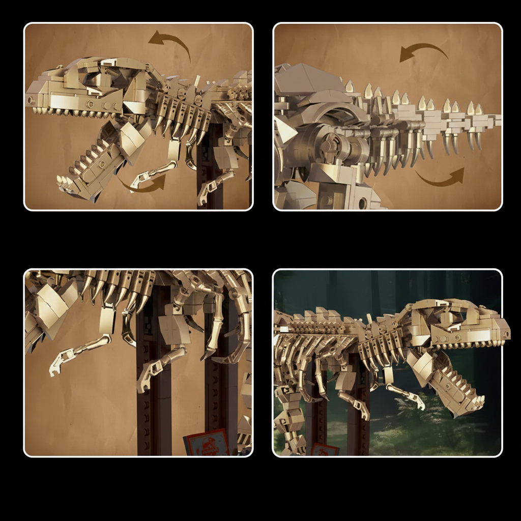 Gold T-Rex Dinosaur Collectible 864PCS