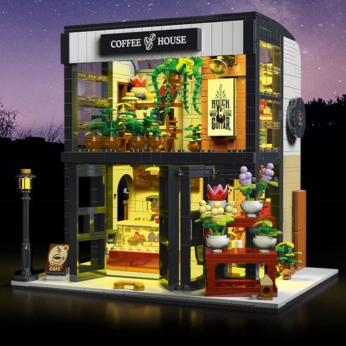 Coffee House With Light 1454PCS