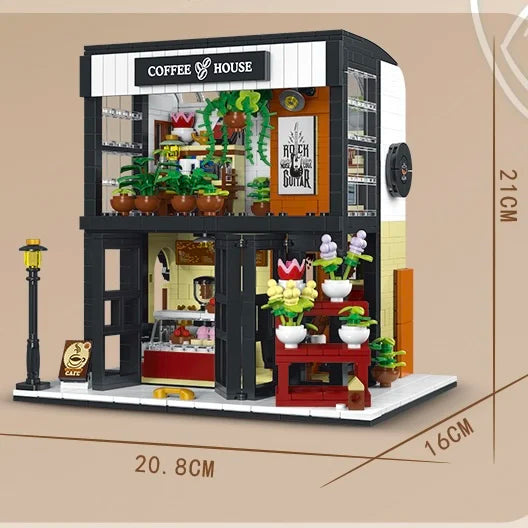 Coffee House With Light 1454PCS