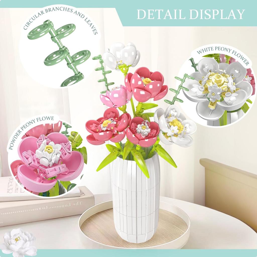 White Pink Powder Peony Flower 866PCS