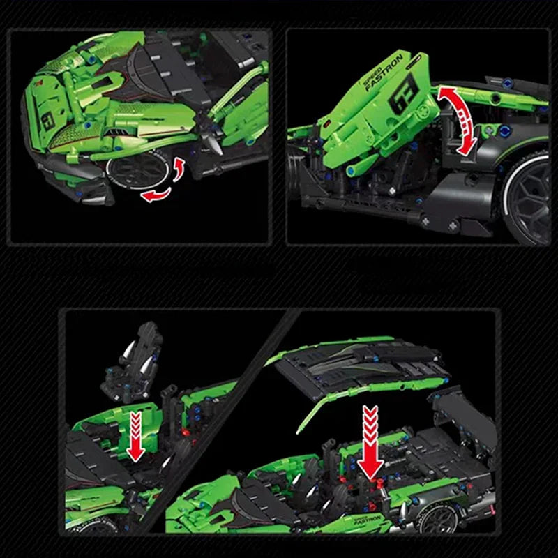 Lambo Night Knight Green Super Speed 1644PCS